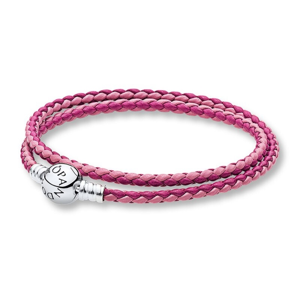 SOLD - Hot pink Pandora leather bracelet